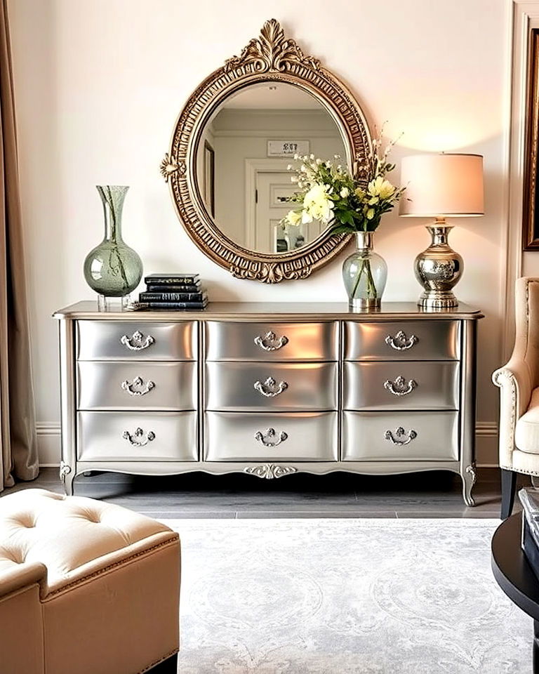 glamorous metallic finishes dresser - 35 Painted Dresser Ideas