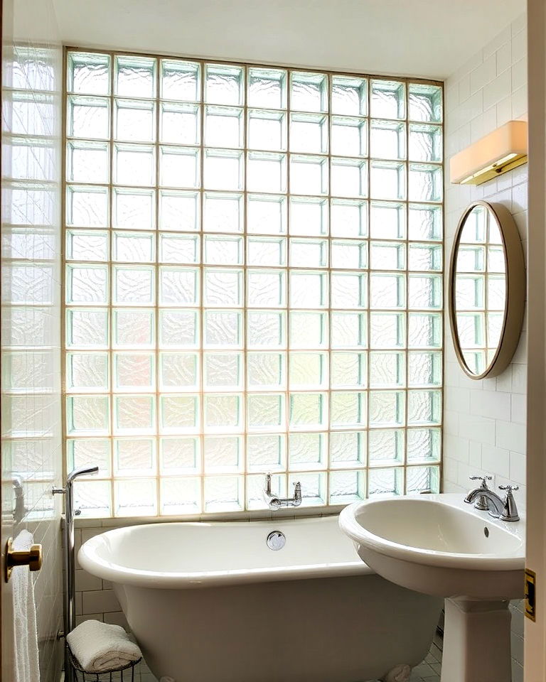 glass block windows for bathroom - 25 1950s Bathroom Ideas
