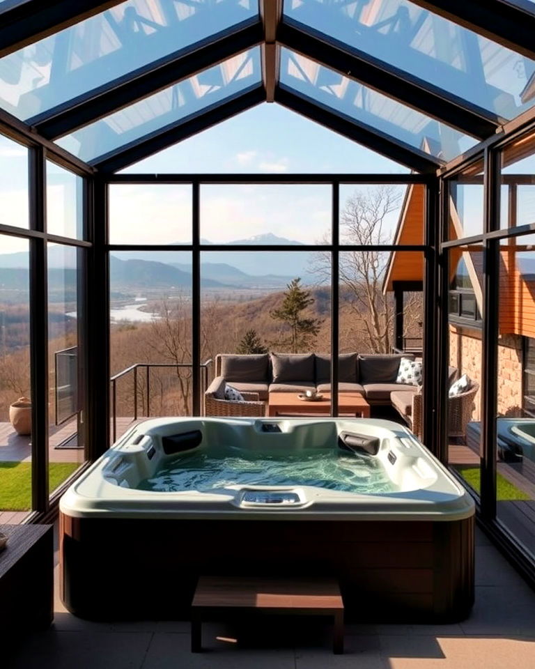 glass enclosed hot tub shed - 15 Hot Tub Shed Ideas