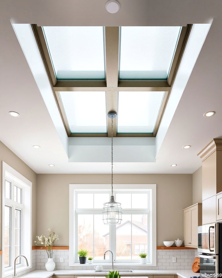 glass panel inserts into the reverse tray ceiling - 20 Reverse Tray Ceiling Idea