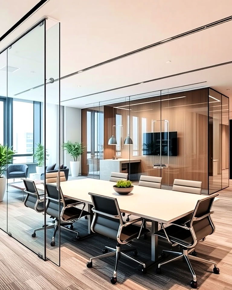 glass partitions corporate office interior - 25 Corporate Office Interior Design Ideas