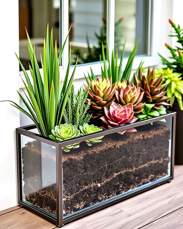 glass planter boxes for modern elegance - 25 Planter Box Ideas
