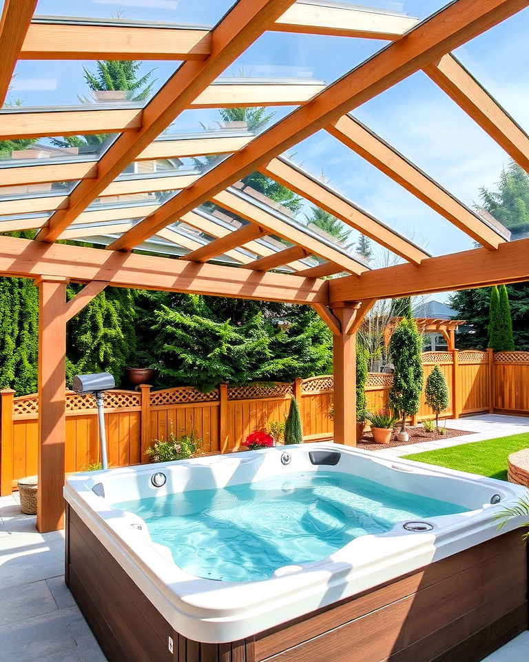 glass roof hot tub pergola - 15 Hot Tub Pergola Ideas