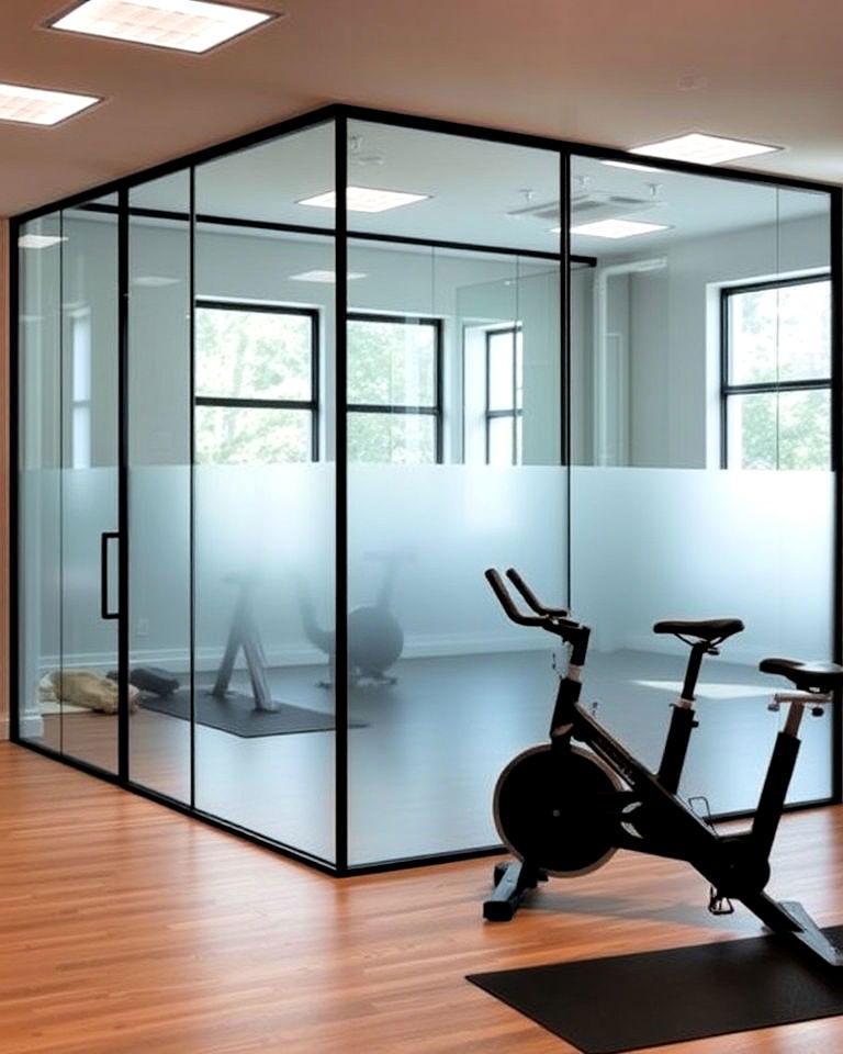 glass walled studio gym - 25 Gym Interior Design Ideas