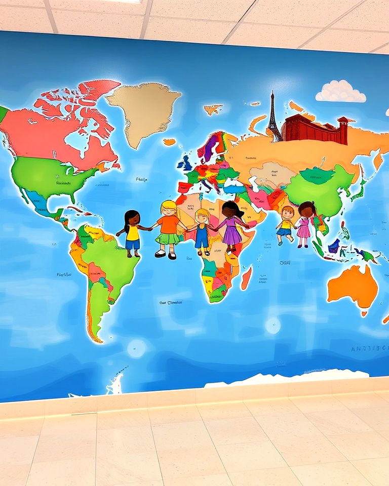 global connections mural for wall - 40 School Mural Ideas