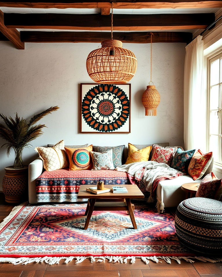 global inspired bohemian living room decor - 25 Bohemian Eclectic Interior Design Ideas
