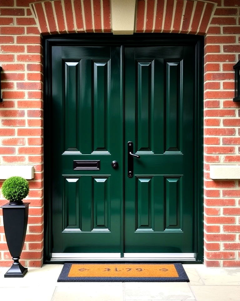 glossy dark green doors - 15 Dark Green Front Door Ideas