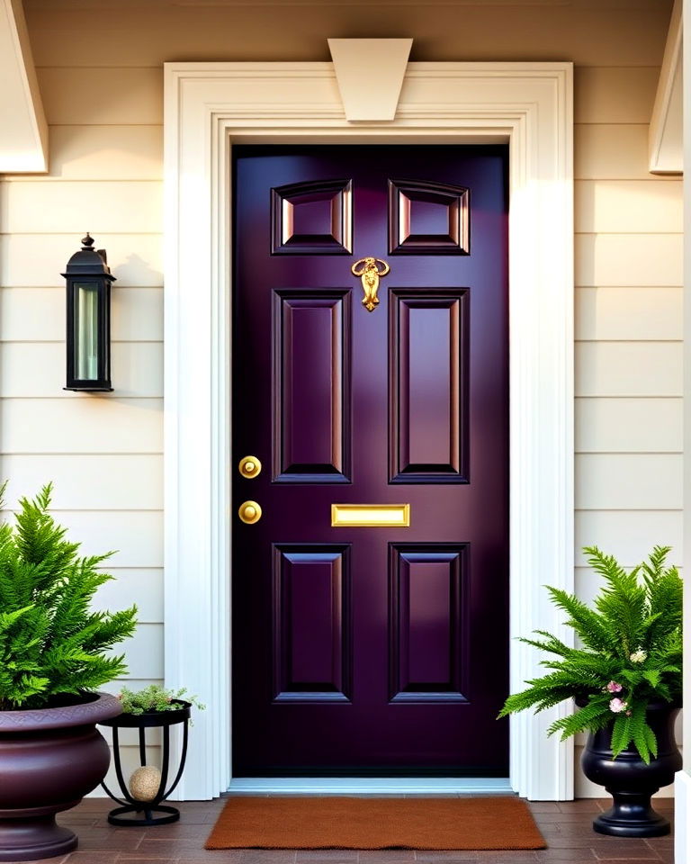 glossy dark purple front door - 15 Dark Purple Front Door Ideas