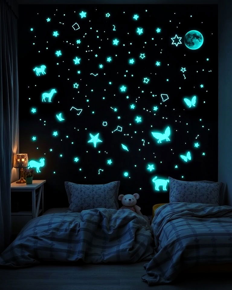 glow in the dark accent wall - 25 Kids Room Accent Wall