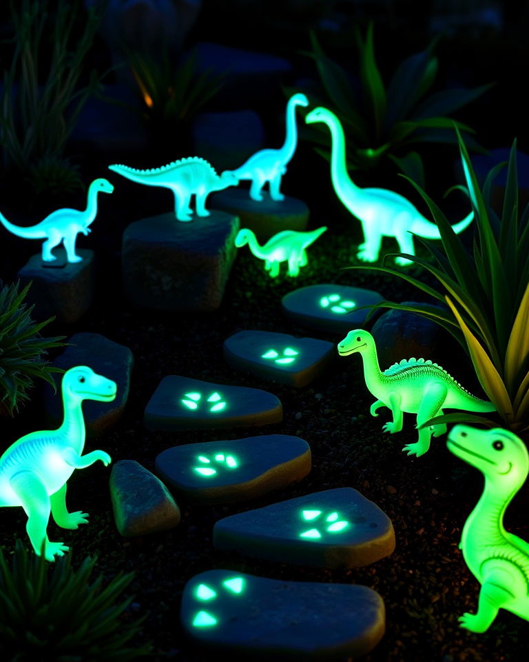 glow in the dark dinosaur accents - 15 Dinosaur Garden Ideas