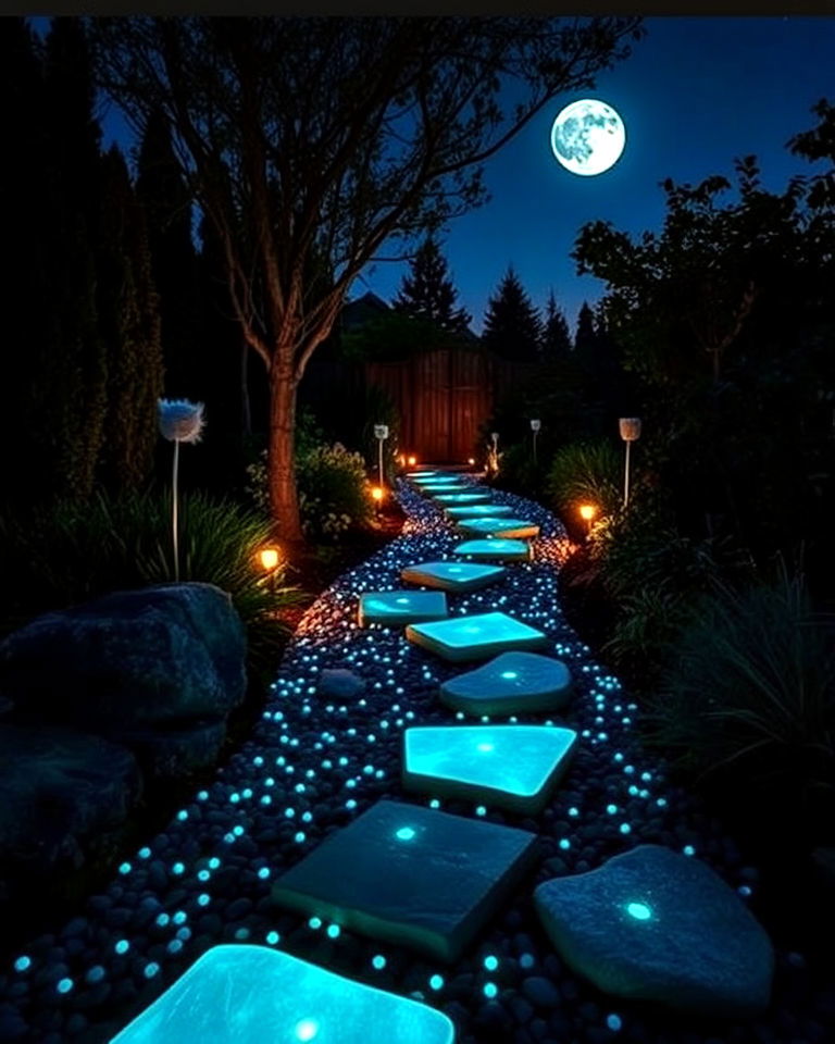 glow in the dark pathway - 20 Whimsical Garden Ideas