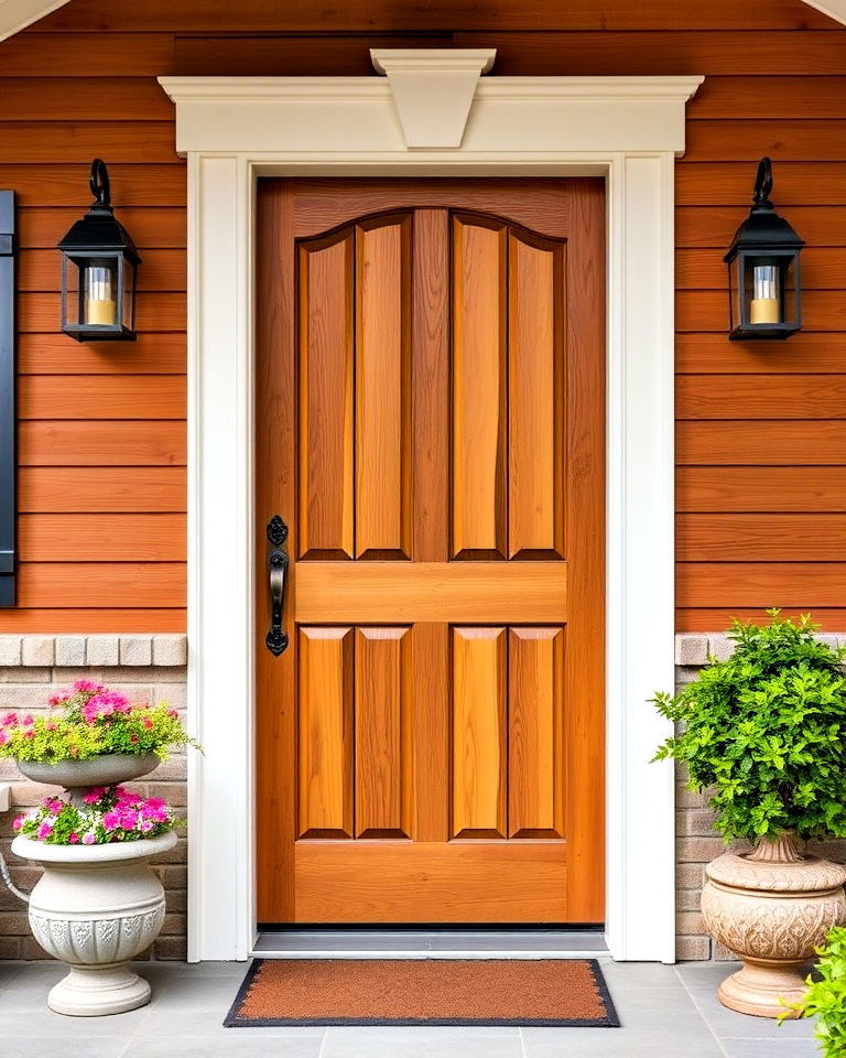 golden oak classic front door - 20 Stained Front Door Ideas