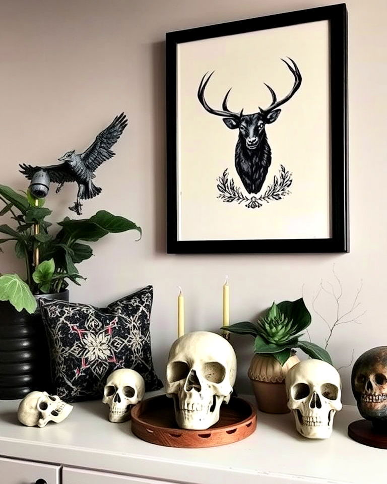 gothic boho skull and nature motifs - 20 Gothic Boho Decor Ideas