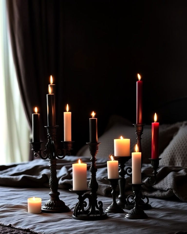gothic candle arrangements whimsigoth bedroom - 20 Whimsigoth Bedroom Ideas