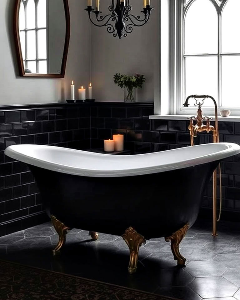 gothic clawfoot bathtub - 25 Gothic Interior Design Ideas
