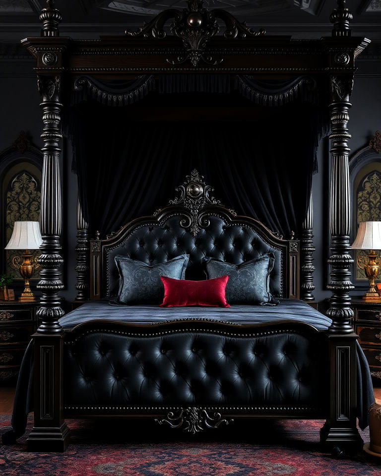 gothic upholstered bed - 25 Gothic Interior Design Ideas
