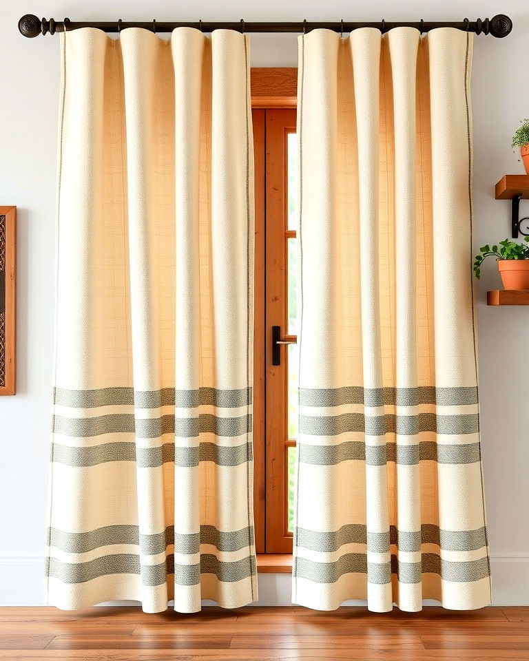 grain sack inspired curtains grain sack inspired curtains - 25 Farmhouse Curtain Ideas