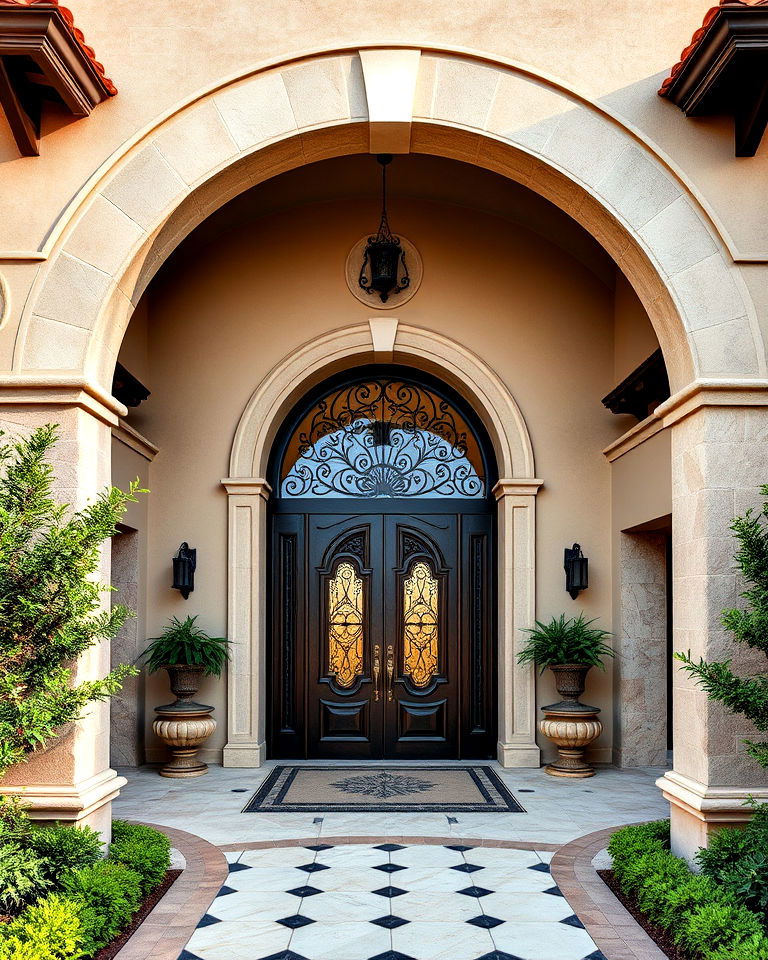grand arched entrances mediterranean mansion - 25 Mediterranean Mansion Ideas