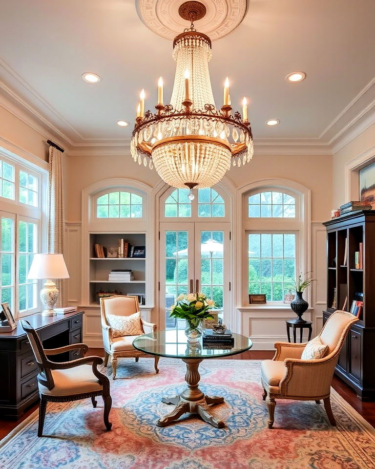 grand area lighting traditional home office - 25 Traditional Home Office Ideas