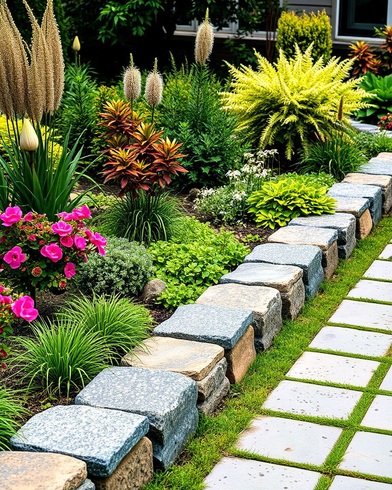 granite stone garden edging - 25 Stone Garden Edging Ideas