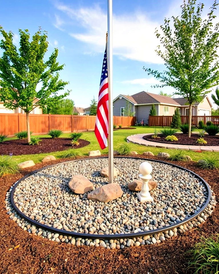 gravel base flag pole landscaping - 20 Residential Flag Pole Landscaping Ideas