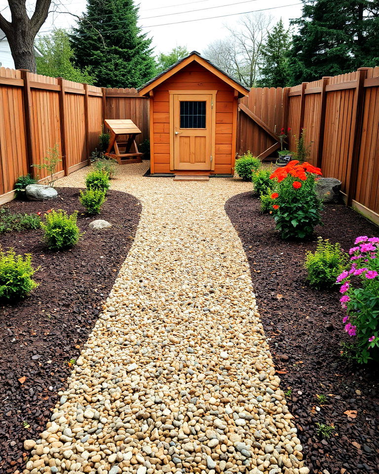 gravel pathway to the coop - 15 Backyard Chicken Coop Landscaping Ideas