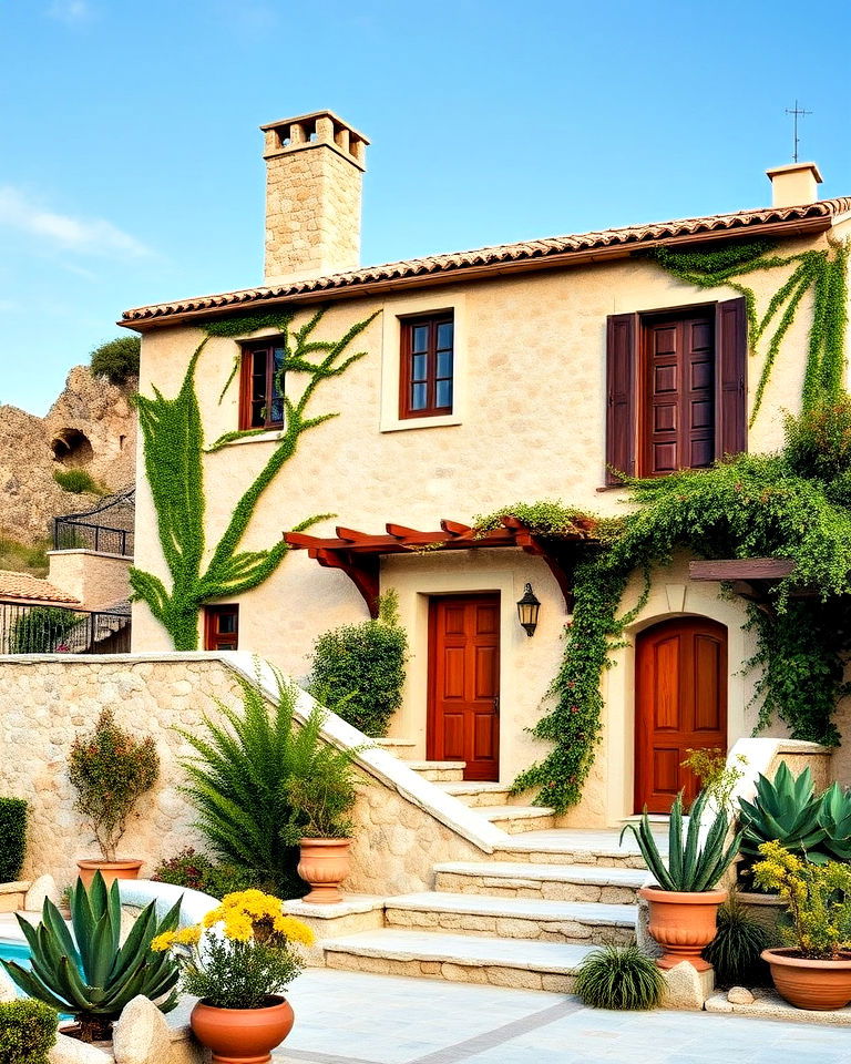 greek stone facade - 25 Greek Style Home Ideas