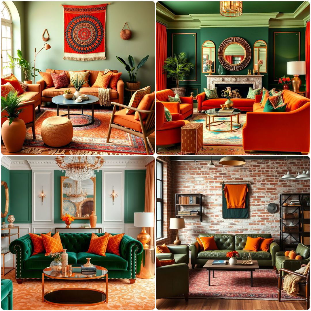 green and orange living room ideas