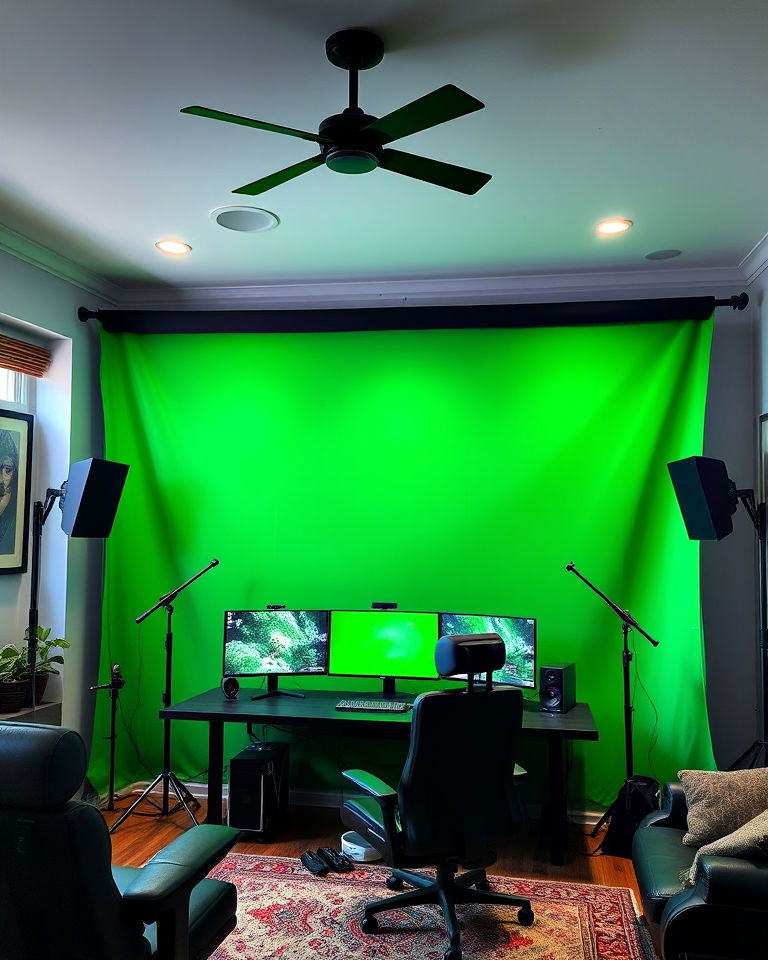 green screen integration man cave gaming - 20 Gaming Man Cave Ideas