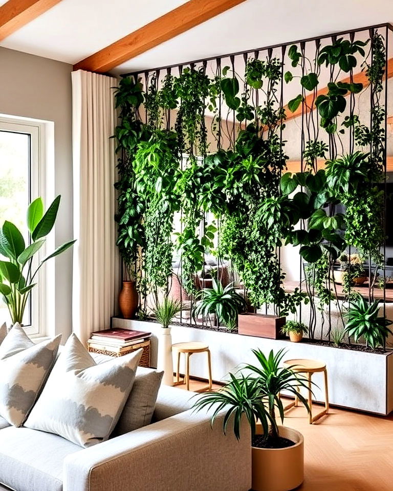 greenery as divider for living and dining room combo - 30 Living Room Dining Room Combos