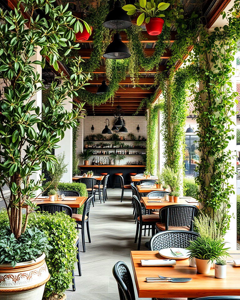 greenery for a mediterranean touch - 25 Italian Restaurant Decor Ideas