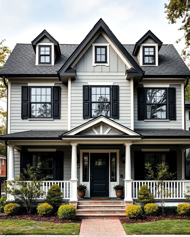 grey and black two tone house exterior - 25 Grey House With Black Trim