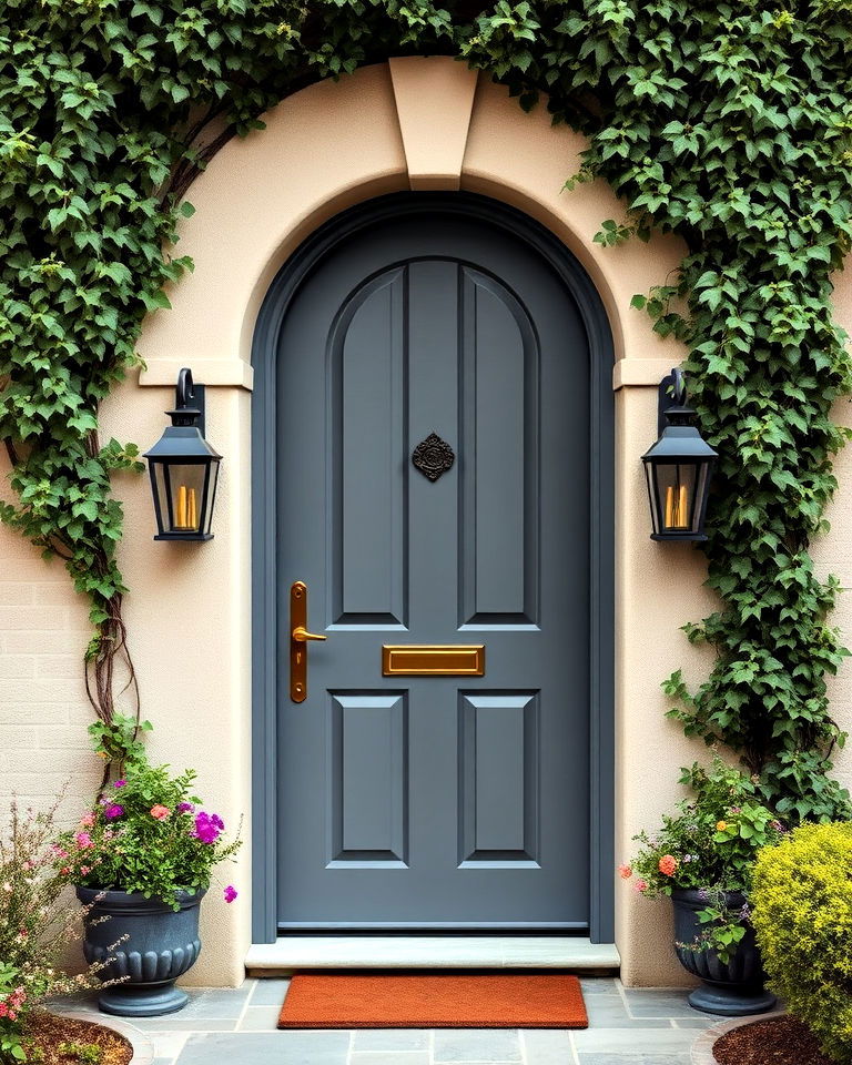 grey front door with an arch top - 20 Grey Front Door Ideas