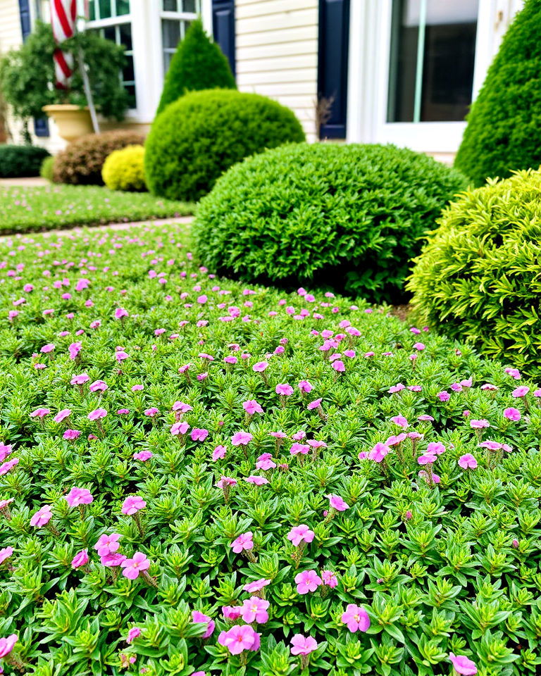 groundcovers for full coverage - 25 Front Yard Evergreen Landscaping Ideas
