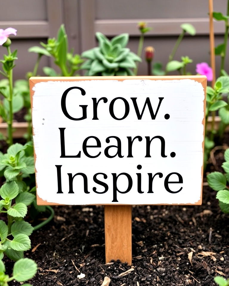 grow learn inspire sign - 20 Garden Sign Ideas