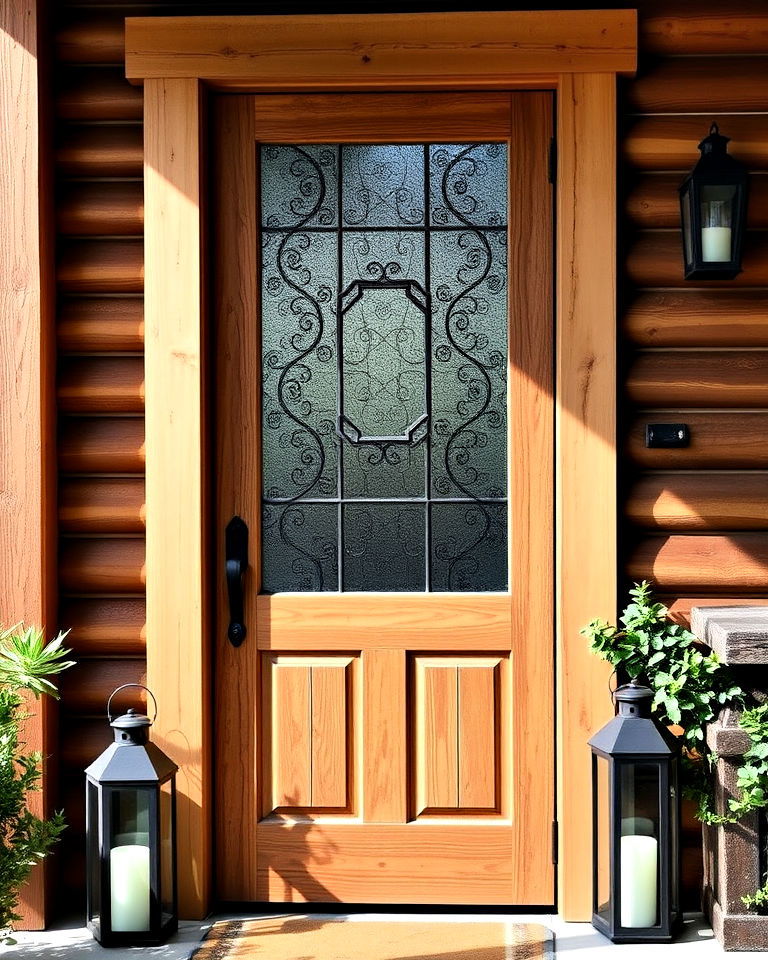 half glass rustic door - 20 Rustic Front Door Ideas