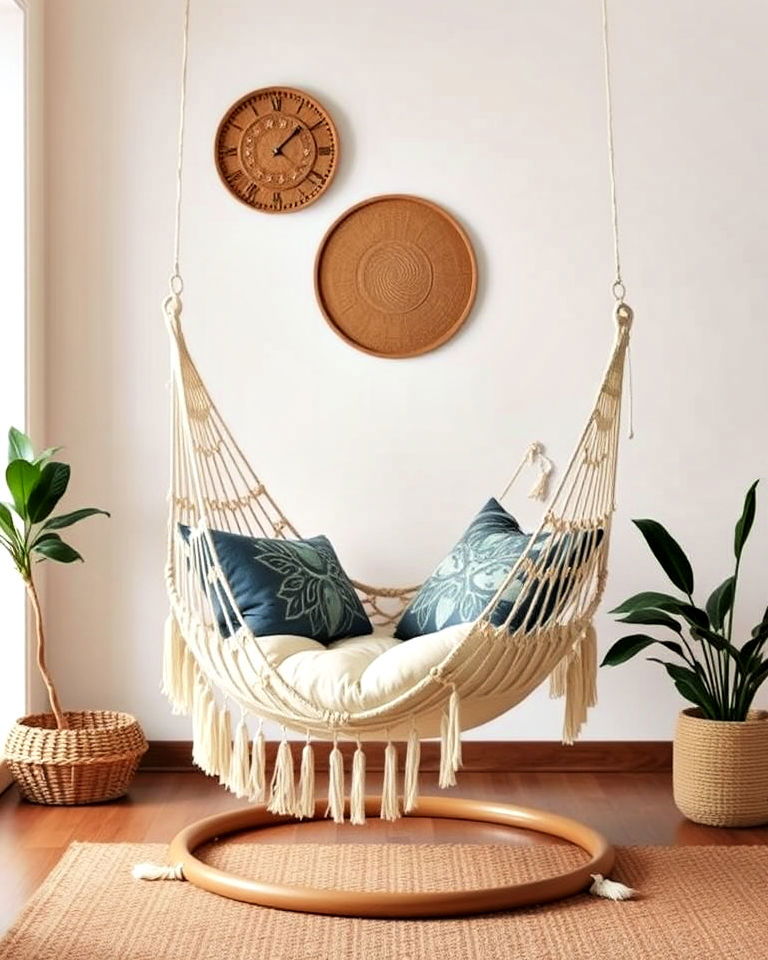 hammock chairs close to the floor - 30 Floor Seating Ideas