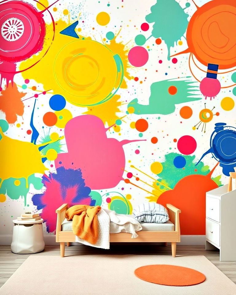 hand painted abstract art - 25 Kids Room Accent Wall