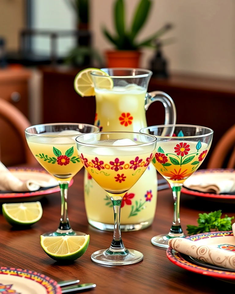hand painted margarita glasses - 15 Mexican Table Decor Ideas