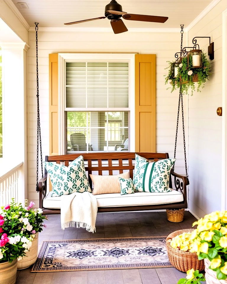 hang a porch swing comfort with timeless charm - 25 Summer Front Porch Decor Ideas