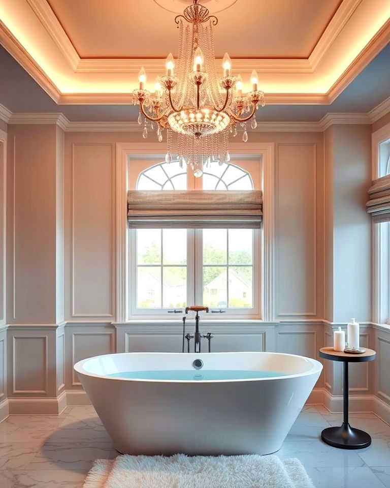 hanging a chandelier above your bathtub - 15 Bathtub in Bedroom Ideas