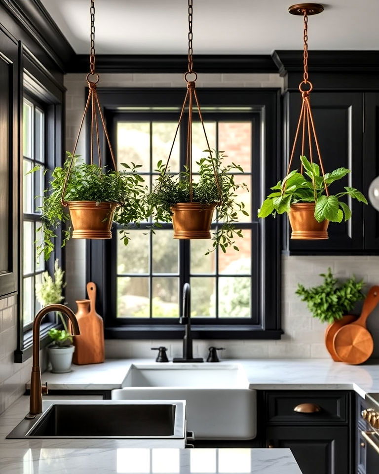 hanging herb gardens for academia kitchen - 25 Dark Academia Kitchen Ideas