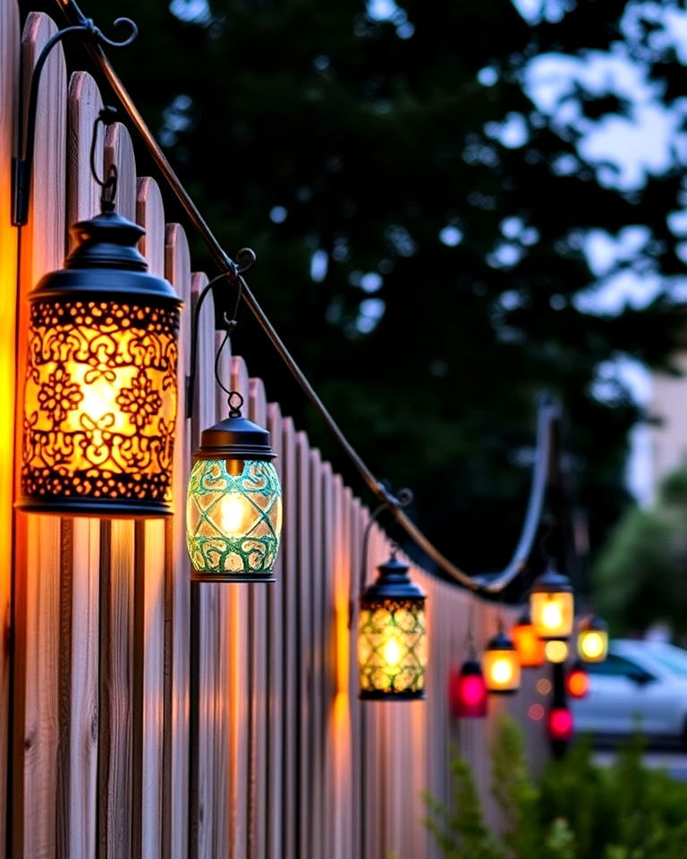 hanging lantern displays - 20 Fence Art Ideas