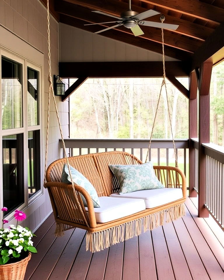 hanging swing deck seat - 20 Deck Seating Ideas