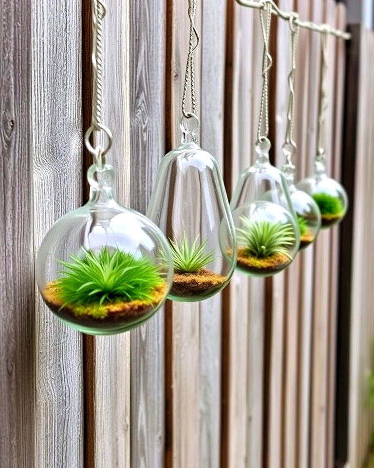 hanging terrariums fence art - 20 Fence Art Ideas
