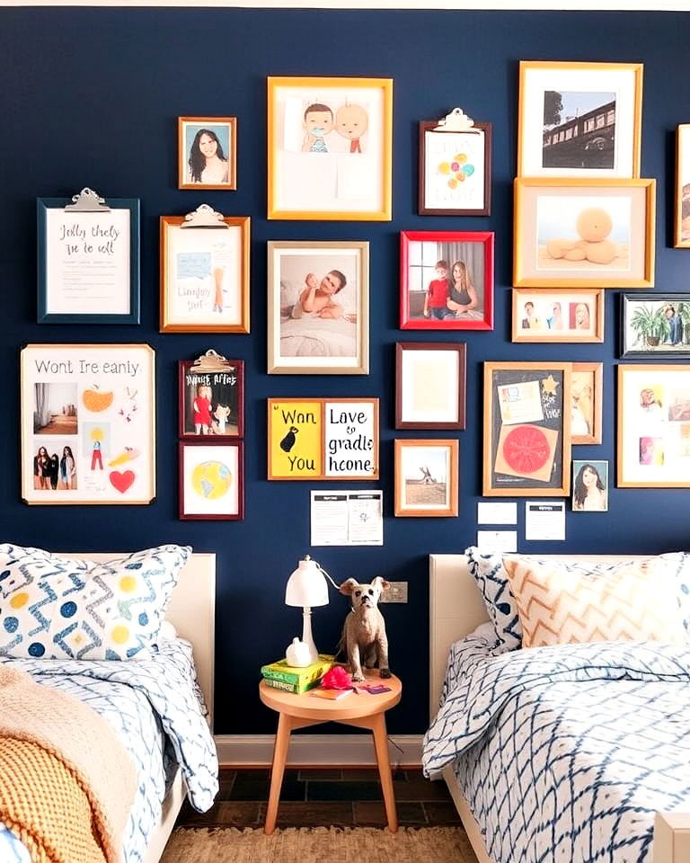 hanging wall art for personal touches - 40 Shared Kids Room Design Ideas