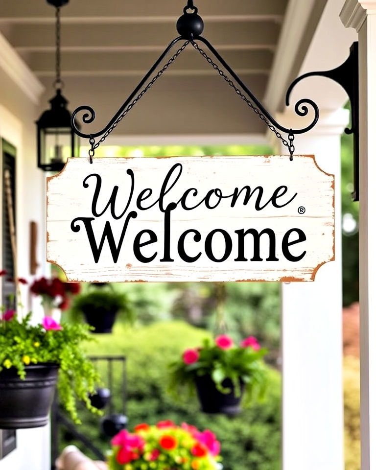 hanging welcome sign for front porch - 25 Welcome Sign Ideas for Front Porch