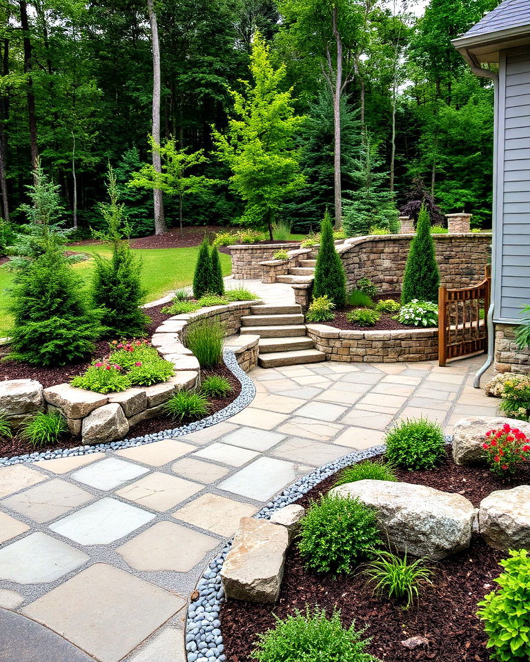 hardscape features with natural stone - 15 Michigan Landscaping Ideas