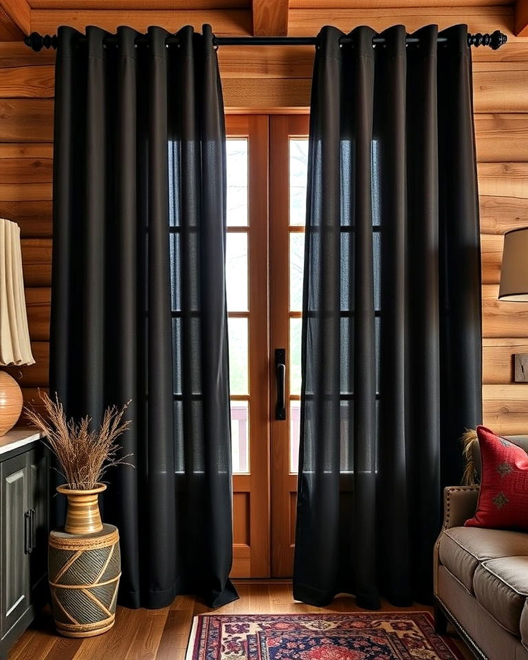 heavy wool drapes for maximum insulation - 15 Cabin Curtains Ideas