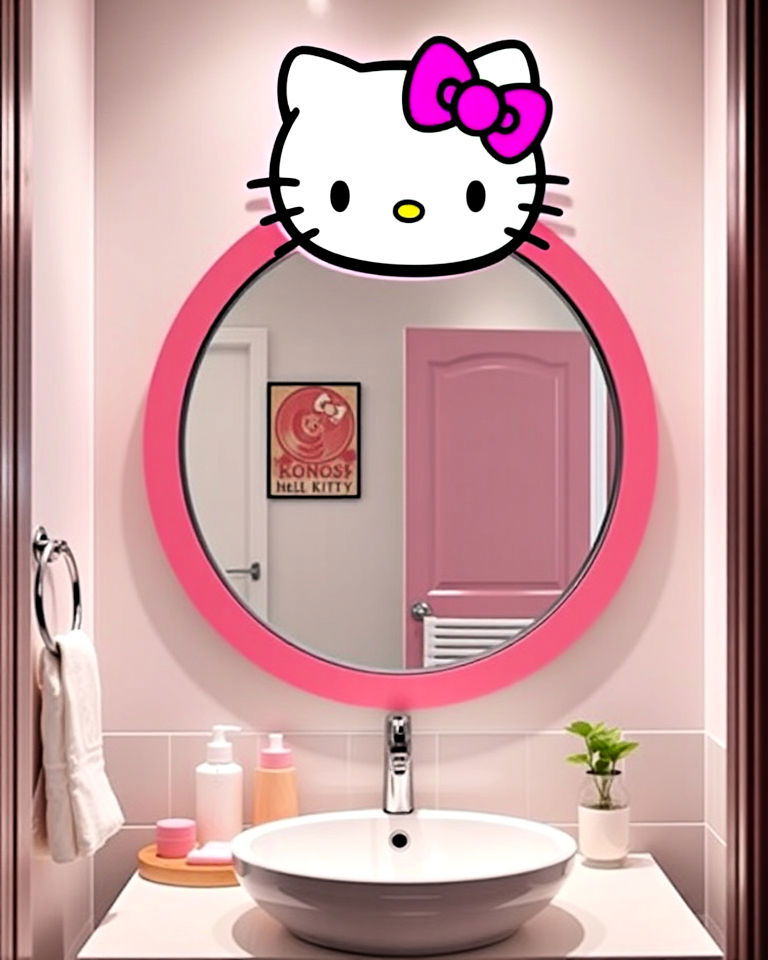 hello kitty mirror for bathroom - 15 Hello Kitty Bathroom Ideas